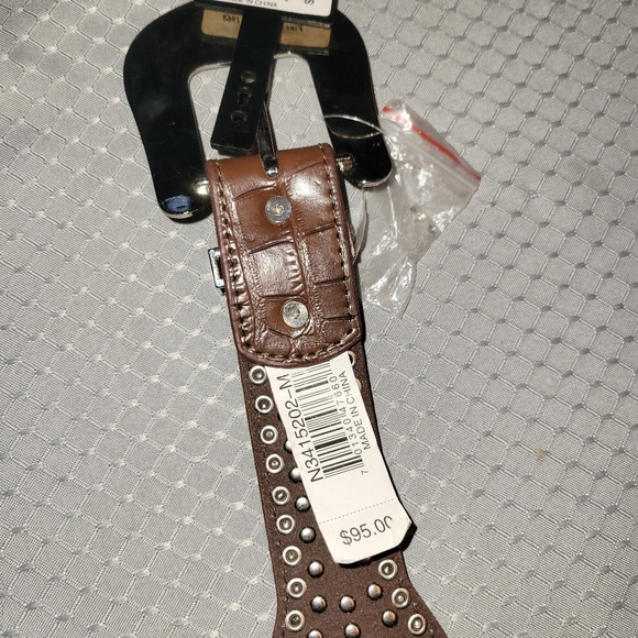 Nocona leather wide bling belt new - Picture 5 of 6